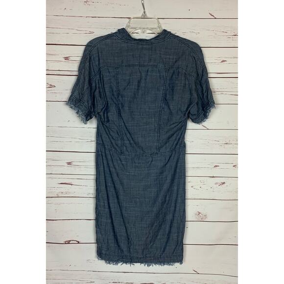 TRINA TURK Women's XS Extra Small Blue Denim Lyocell Linen Short Sleeve Dress - Picture 8 of 11